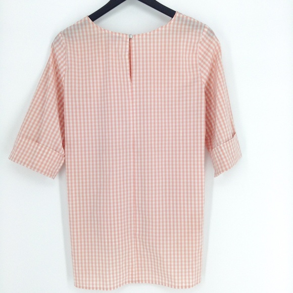VINCE CAMUTO Gingham Cuffed Sleeve Blouse - Picture 5 of 8